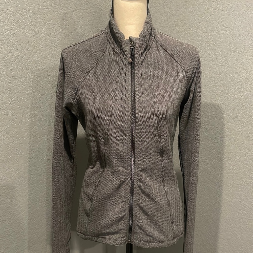 Athleta Hope Herringbone Fitted Zip Up Yoga Jacket